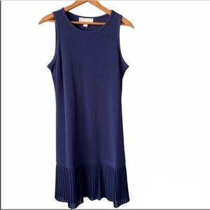 NEW Michael Kors Navy Pleated Sleeveless Dress XS